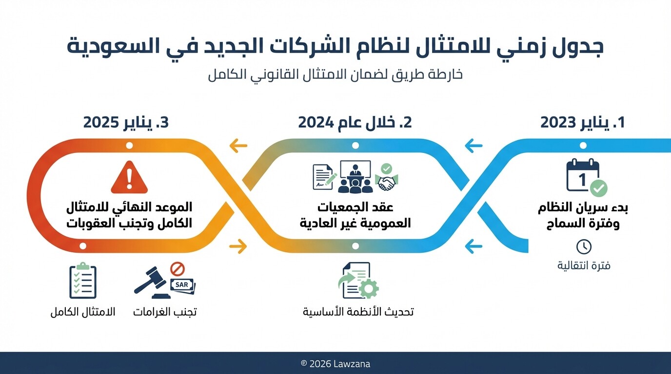 الجدول الزمني لمراحل توفيق أوضاع الشركات السعودية مع نظام الحوكمة الجديد حتى يناير 2025