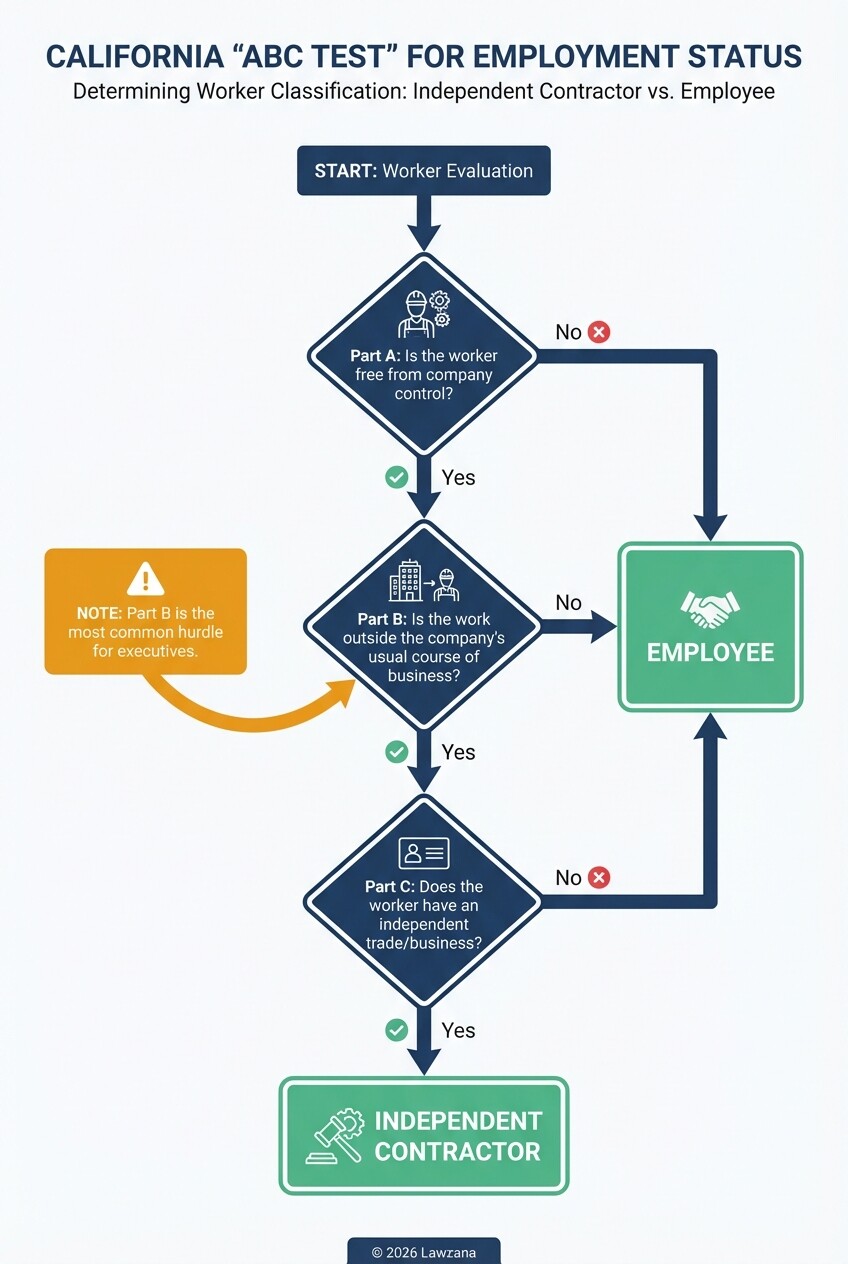 Flowchart of the California ABC Test for determining worker classification