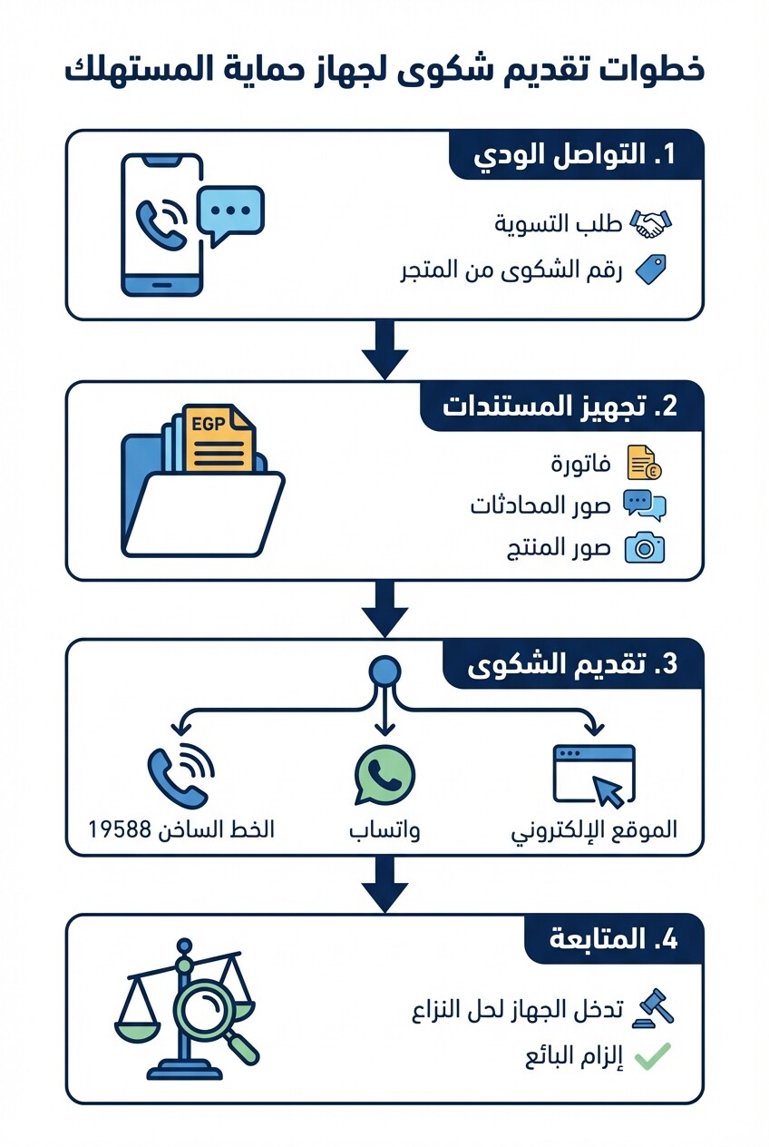 خطوات تقديم شكوى رسمية لجهاز حماية المستهلك المصري ضد المتاجر الإلكترونية