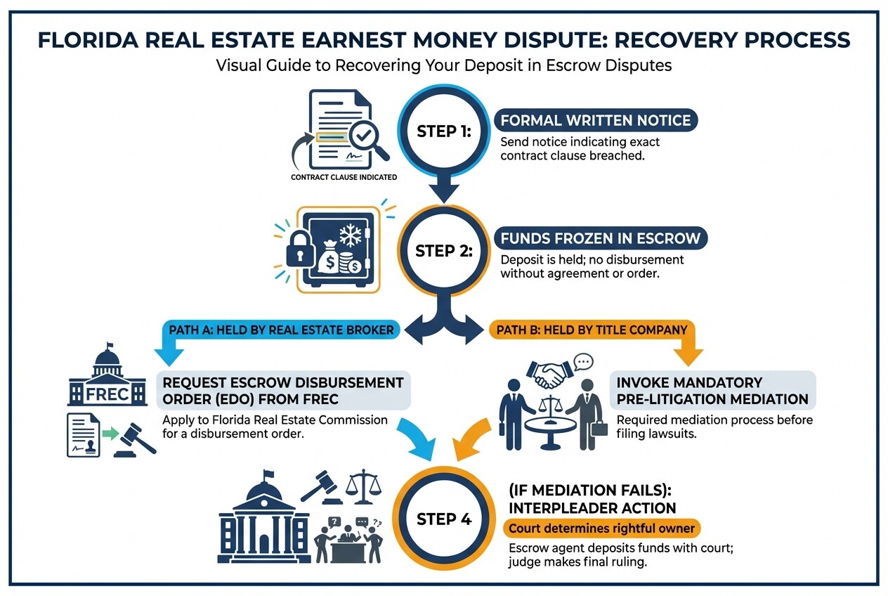 Step-by-step process for recovering earnest money deposits during Florida escrow disputes