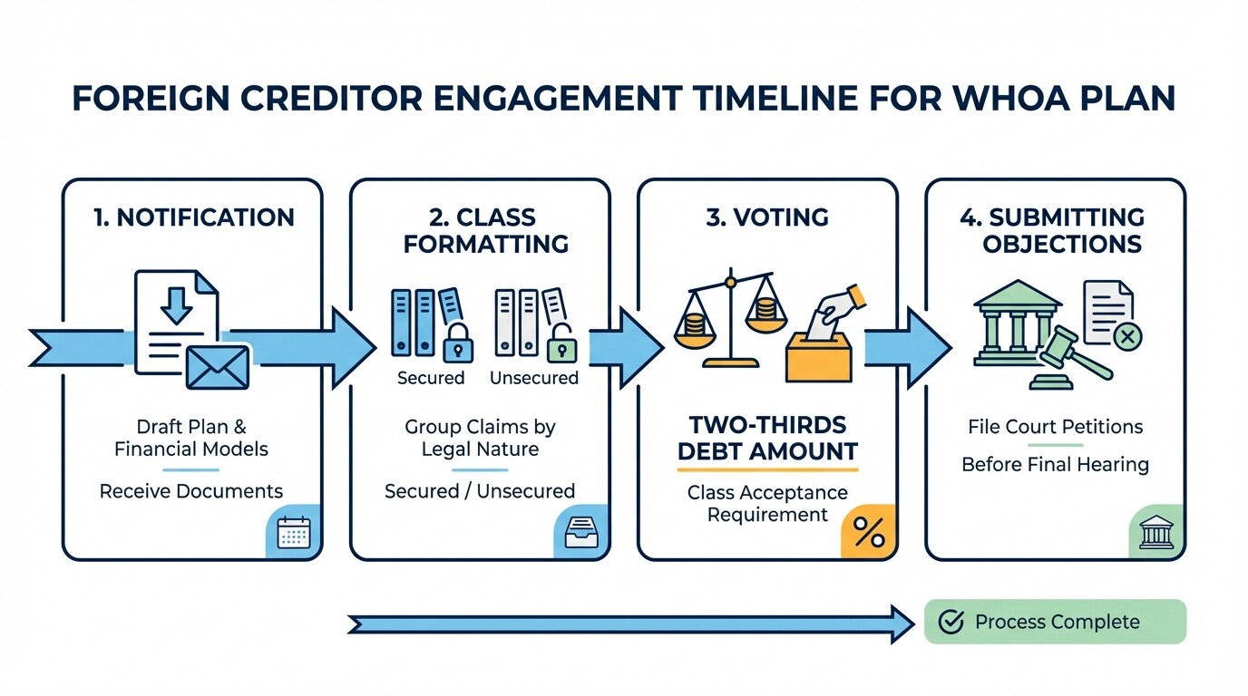 Four-step process for foreign creditor participation in a Dutch WHOA restructuring plan