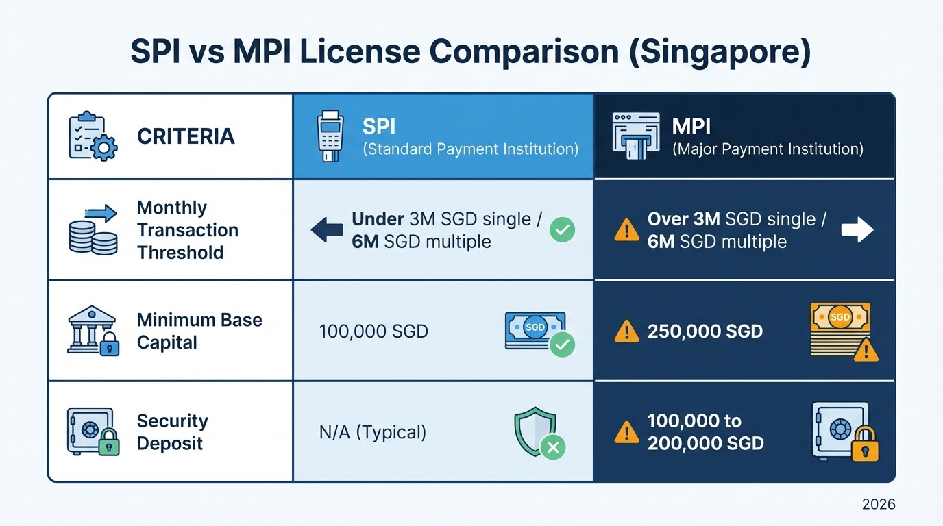 Comparison of SPI and MPI license requirements in Singapore