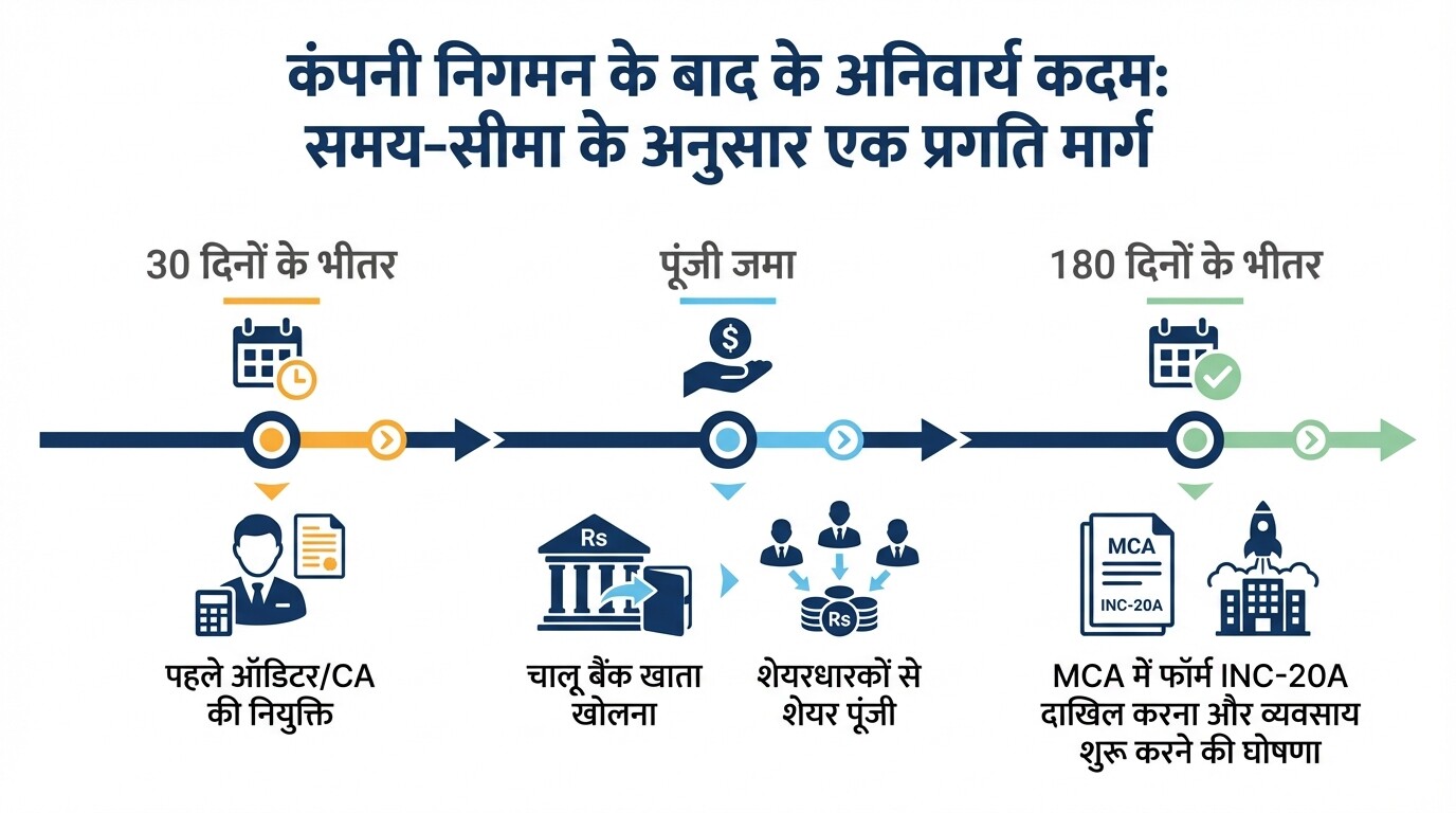 कंपनी पंजीकरण के बाद 30 और 180 दिनों के महत्वपूर्ण अनुपालन की टाइमलाइन