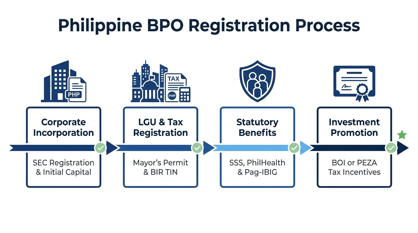 4-phase step-by-step roadmap for Philippine BPO corporate registration