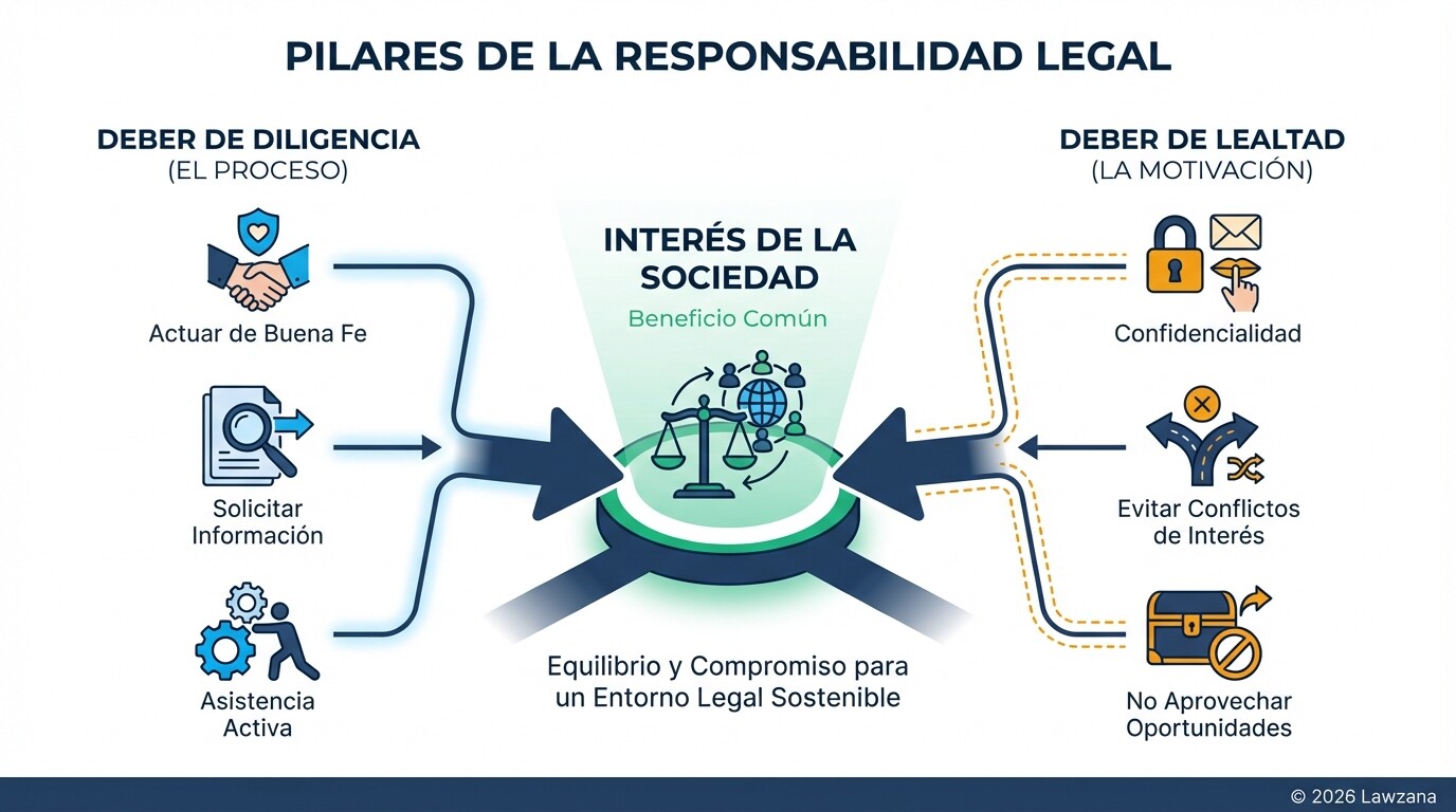 Infografía comparativa de los deberes de diligencia y lealtad según la Ley del Mercado de Valores.
