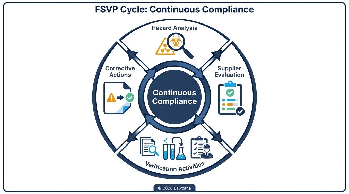 4 steps of the Foreign Supplier Verification Program process for food importers