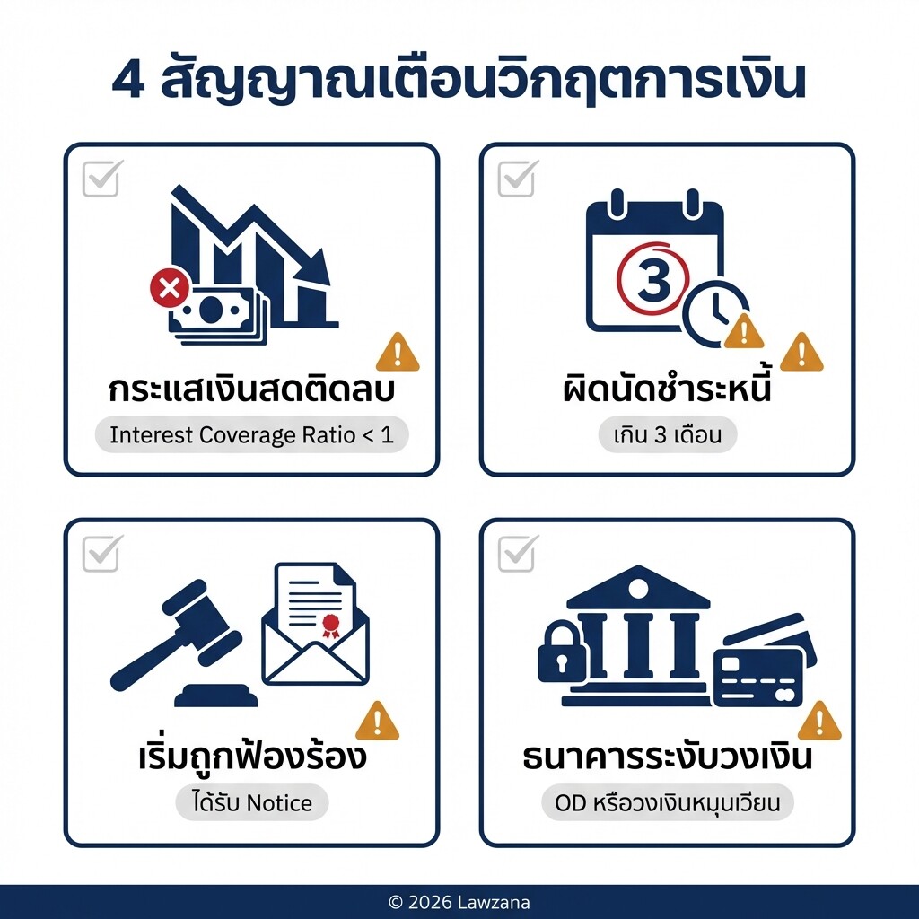 อินโฟกราฟิกสรุป 4 สัญญาณอันตรายที่บ่งบอกว่าธุรกิจกำลังเข้าสู่ภาวะเสี่ยงล้มละลาย