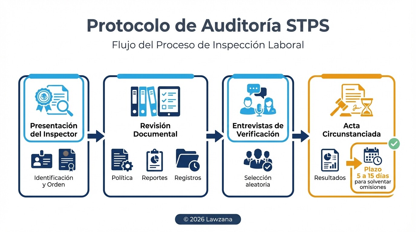 Diagrama de flujo del procedimiento de inspección de la STPS para la NOM-035.